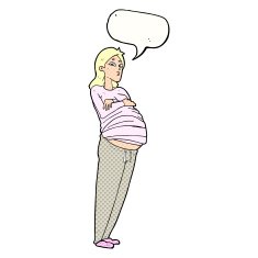 cartoon pregnant woman with speech bubble N24