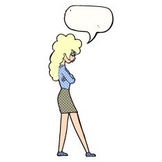 cartoon annoyed woman with speech bubble N215