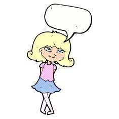 cartoon clever girl with speech bubble N12