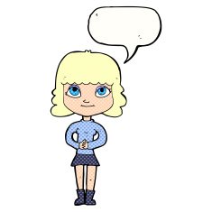 cartoon happy woman with speech bubble N301