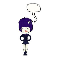 cartoon happy vampire girl with speech bubble N45