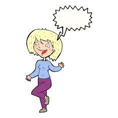 cartoon laughing woman with speech bubble N12