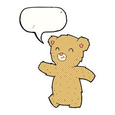 cartoon teddy bear with speech bubble N201