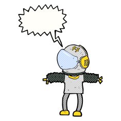 cartoon astronaut with speech bubble N146