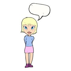 cartoon pretty girl with speech bubble N117