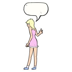 cartoon woman waving with speech bubble N397