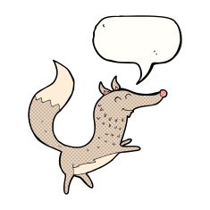 cartoon happy wolf with speech bubble N23