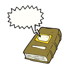 cartoon old book with speech bubble N4