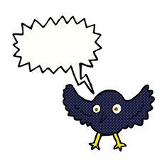 cartoon crow with speech bubble N19