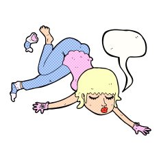 cartoon woman floating with speech bubble N12