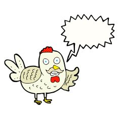 cartoon old rooster with speech bubble N12