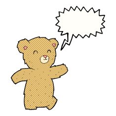 cute cartoon teddy bear with speech bubble N23