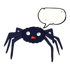 cartoon spider with speech bubble N22