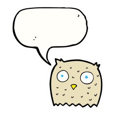 Cartoon owl with speech bubble N82