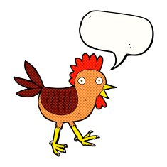 funny cartoon chicken with speech bubble N10