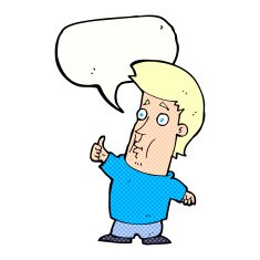 cartoon man giving thumbs up sign with speech bubble N17