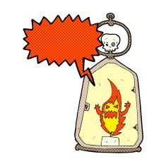 cartoon spooky lantern with speech bubble N11