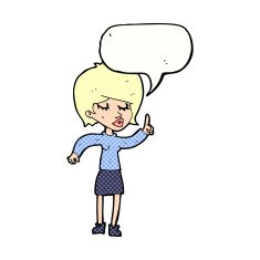 cartoon woman with idea speech bubble N298