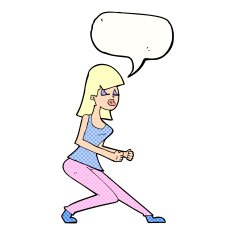 cartoon crazy dancing girl with speech bubble N12