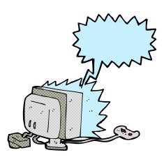 cartoon computer game with speech bubble N4