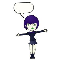 cartoon vampire girl with speech bubble N270