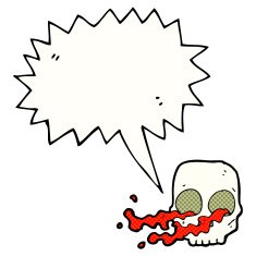 cartoon gross skull with speech bubble N7