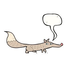cartoon little wolf with speech bubble N43