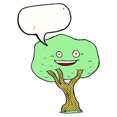 cartoon tree with speech bubble N4