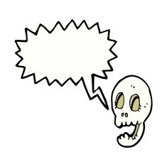funny cartoon skull with speech bubble N25