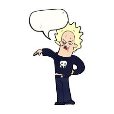 cartoon nasty boy with speech bubble N12