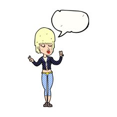 cartoon cool girl with speech bubble N34