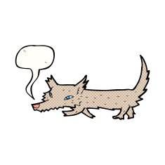 cartoon little wolf with speech bubble N44