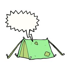 cartoon traditional tent with speech bubble N7