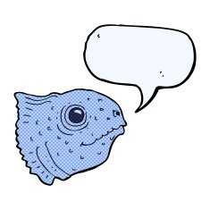 cartoon fish head with speech bubble N10