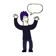 cartoon halloween vampire with speech bubble N24