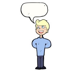 cartoon happy man with speech bubble N547