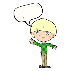 Cartoon happy boy with speech bubble N285