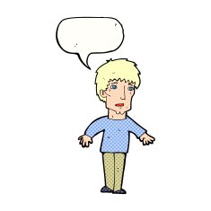 cartoon surprised man with speech bubble N162
