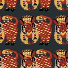 ethnic seamless pattern fabric with unusual tribal animal N18