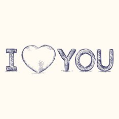 Vector Blue Sketch Illustration - I Love You