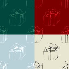Set of gift boxes seamless patterns