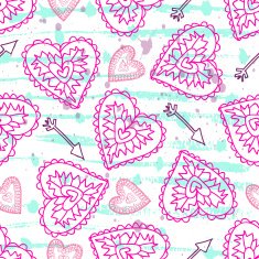 Pink seamless pattern with hearts on a backround N2