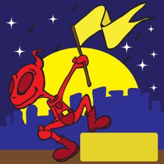 masked superhero with a flag