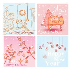 Christmas hand drawn card set Vector illustration N2