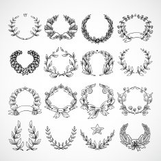 Wreath Heraldic Icons Set