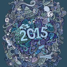 2015 year hand lettering and doodles elements background