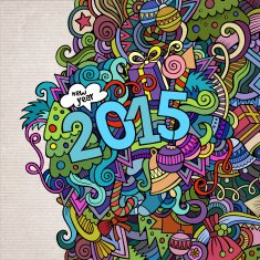 2015 year hand lettering and doodles elements background N2