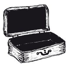 Hand drawn open empty suitcase