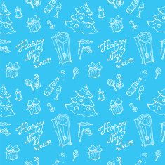 Vector doodle New Year seamless pattern in sketch style on