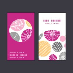 Vector abstract textured bubbles vertical round frame pattern business cards